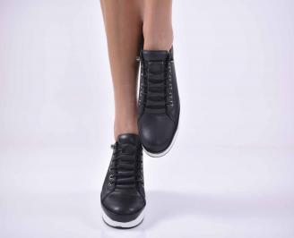 Дамски равни обувки естествена кожа черни EOBUVKIBG