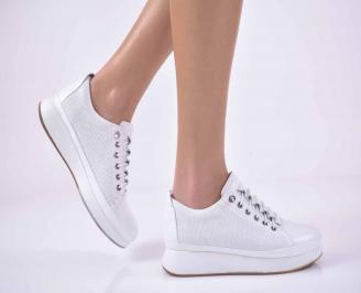 Дамски равни обувки естественна кожа бели EOBUVKIBG