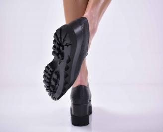 Дамски  обувки на платформа естествена кожа черни  EOBUVKIBG