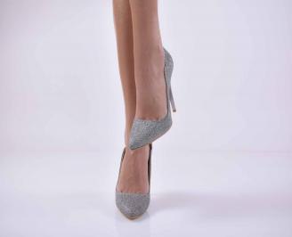Дамски елегантни обувки сребристи EOBUVKIBG