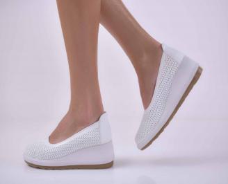 Дамски ежедневни обувки естествена кожа бели EOBUVKIBG