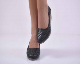 Дамски обувки на платформа  естествена кожа черни  EOBUVKIBG