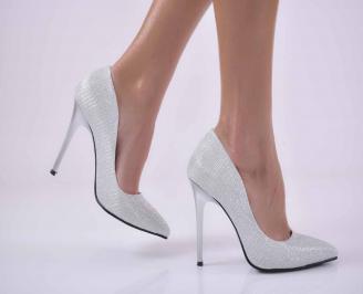 Дамски елегантни обувки сребристи EOBUVKIBG