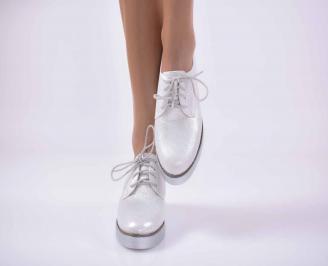 Дамски равни обувки  сребристи EOBUVKIBG
