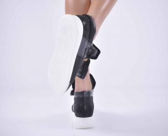 Дамски равни обувки естествена кожа черни EOBUVKIBG 3