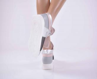Дамски равни обувки естествена кожа сребристи EOBUVKIBG 3
