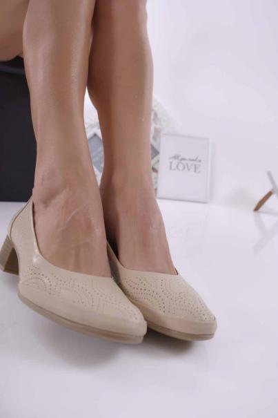 Дамски ежедневни обувки естествена кожа бежови ЕOBUVKIBG