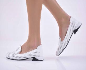 Дамски ежедневни обувки естествена кожа бели ЕOBUVKIBG
