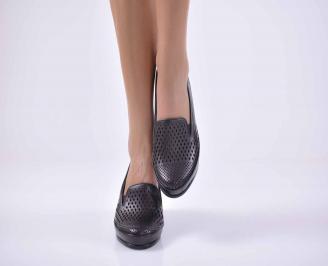 Дамски ежедневни обувки естествена кожа черни ЕOBUVKIBG