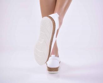 Дамски равни обувки естествена кожа бели EOBUVKIBG 3