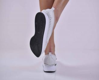 Дамски ежедневни обувки естествена кожа бели ЕOBUVKIBG