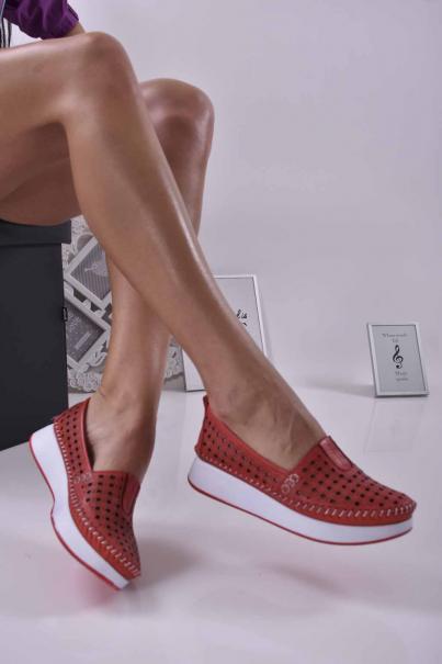 Дамски обувки естествена кожа червени ЕOBUVKIBG