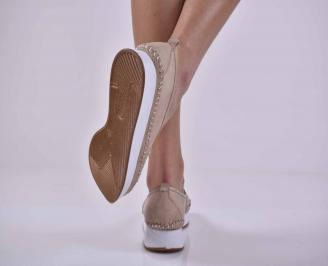 Дамски ежедневни обувки естествена кожа бежови EOBUVKIBG 3