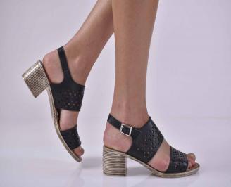 Дамски елегантни сандали естествена кожа черни EOBUVKIBG
