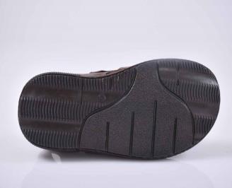 Мъжки сандали естествена кожа кафяви EOBUVKIBG