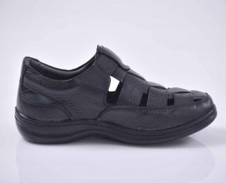 Мъжки сандали  естествена кожа черни EOBUVKIBG 3