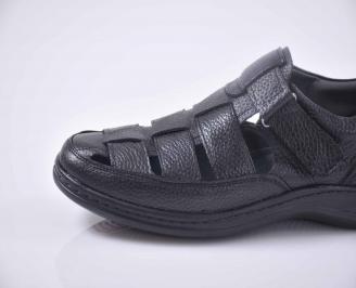 Мъжки сандали  естествена кожа черни EOBUVKIBG