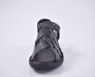 Мъжки сандали  естествена кожа черни EOBUVKIBG