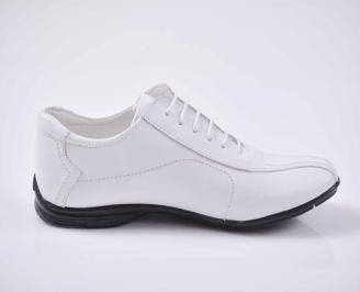 Мъжки спортно елегантни обувки естествена кожа бели EOBUVKIBG 3