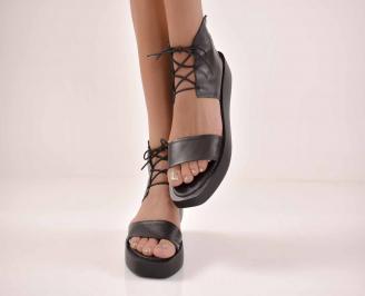 Дамски сандали естествена кожа черни EOBUVKIBG