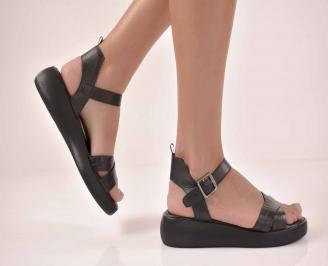 Дамски сандали  естествена кожа черни EOBUVKIBG