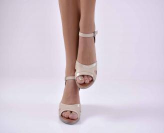 Дамски елегантни  сандали  естествена кожа бежови EOBUVKIBG