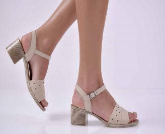 Дамски елегантни сандали естествена кожа бежови EOBUVKIBG