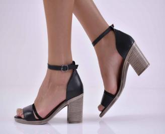 Дамски елегантни сандали естествена кожа черни EOBUVKIBG