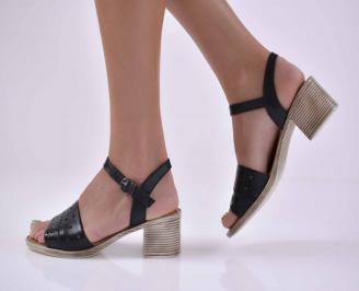 Дамски елегантни сандали естествена кожа черни  EOBUVKIBG