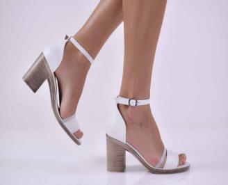 Дамски елегантни сандали естествена кожа бели  EOBUVKIBG