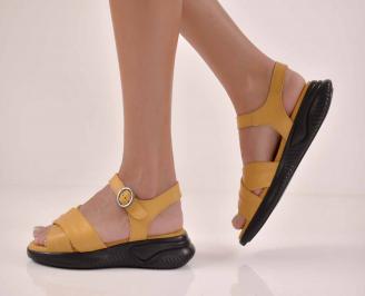 Дамски сандали естествена кожа жълти EOBUVKIBG