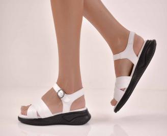 Дамски сандали естествена кожа  с ортопедична стелка бели EOBUVKIBG