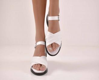 Дамски сандали естествена кожа  с ортопедична стелка бели EOBUVKIBG