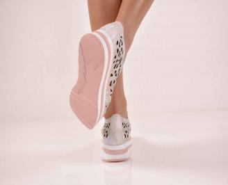 Дамски обувки на платформа естествена кожа пудра EOBUVKIBG 3
