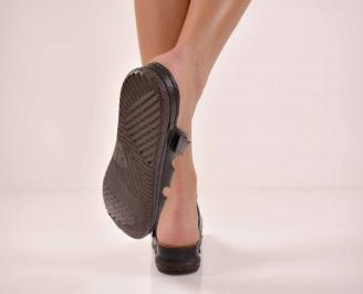 Дамски чехли естествена кожа черни EOBUVKIBG