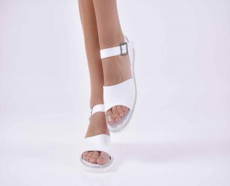 Дамски сандали на платформа естественна кожа бели EOBUVKIBG