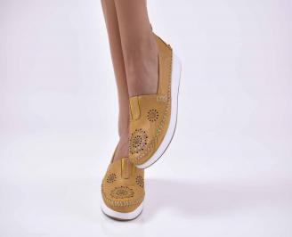 Дамски  обувки естествена кожа жълти EOBUVKIBG