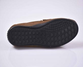 Мъжки спортно елегантни обувки естествен велур кафяви EOBUVKIBG