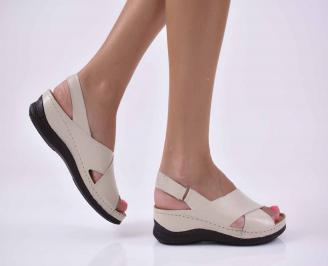 Дамски  сандали естествена кожа бежови EOBUVKIBG
