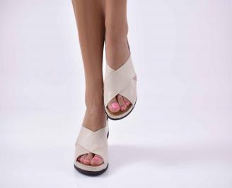 Дамски  сандали естествена кожа бежови EOBUVKIBG