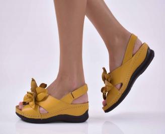 Дамски  сандали естествена кожа жълти EOBUVKIBG
