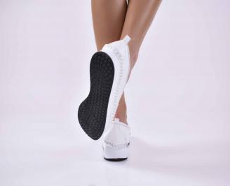 Дамски обувки равни естествена кожа бели 3