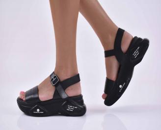 Дамски  сандали естествена кожа черни EOBUVKIBG
