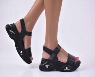 Дамски  сандали естествена кожа черни EOBUVKIBG