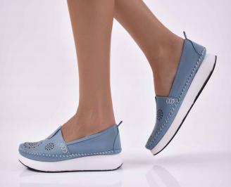 Дамски обувки естествена кожа сини EOBUVKIBG