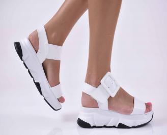Дамски сандали естествена кожа бели EOBUVKIBG