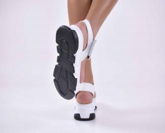 Дамски сандали естествена кожа ортопедична стелка естествен хастар  бели EOBUVKIBG