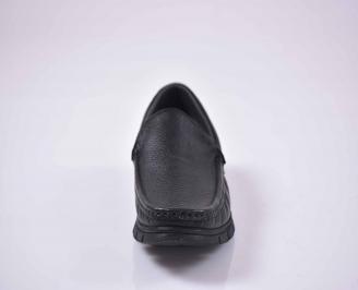 Мъжки спортно елегантни обувки естествeна кожа черни EOBUVKIBG