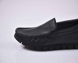 Мъжки спортно елегантни обувки естествeна кожа черни EOBUVKIBG