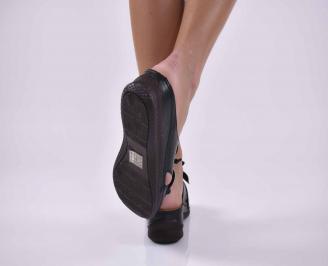 Дамски чехли естествена кожа черни EOBUVKIBG 3